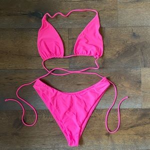 Lovers and Friends Hot Pink Cross Bikini